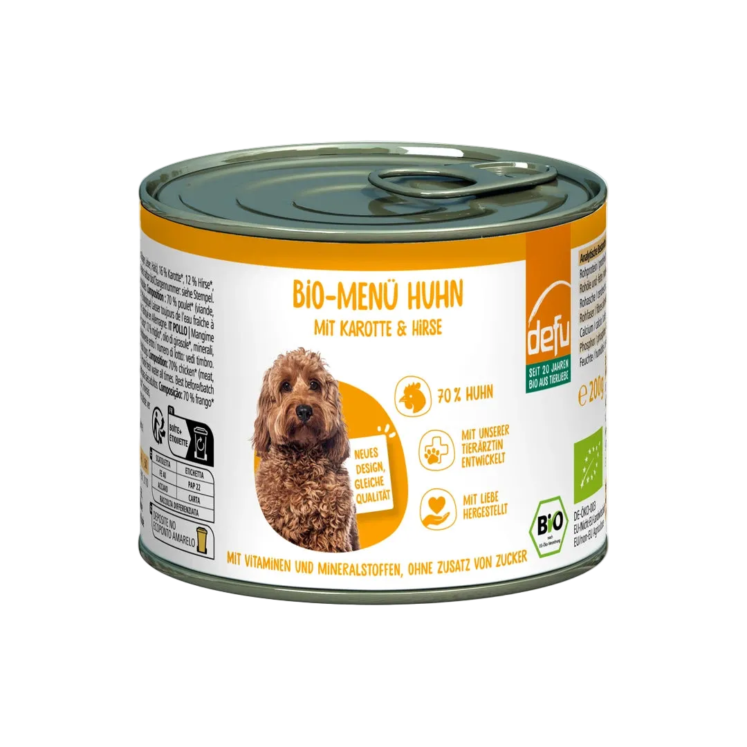 Hund Bio-Menü mit Huhn mit Karotte & Hirse