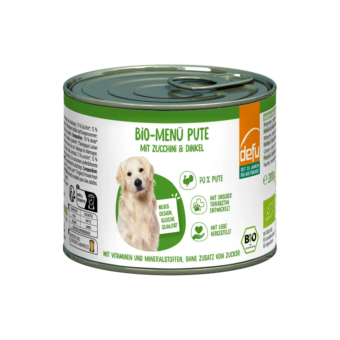 Hund Bio-Menü Pute mit Zucchini & Dinkel