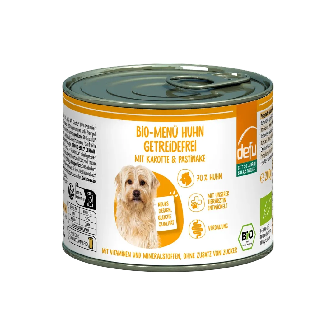 Hund Bio-Menü Huhn getreidefrei mit Karotte & Pastinake