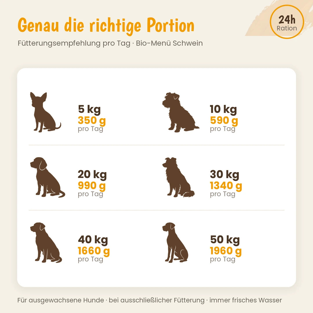 Hund Bio-Menü Schwein mit Pastinake & Dinkel