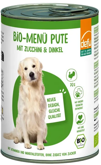 Hund Bio-Menü Pute mit Zucchini & Dinkel