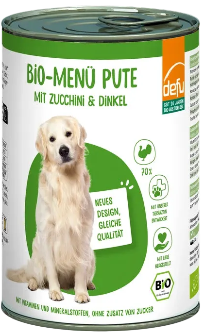 Hund Bio-Menü Pute mit Zucchini & Dinkel