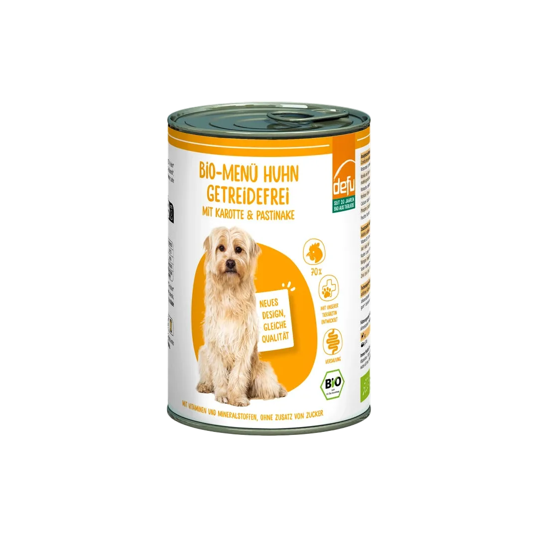 Hund Bio-Menü Huhn getreidefrei mit Karotte & Pastinake