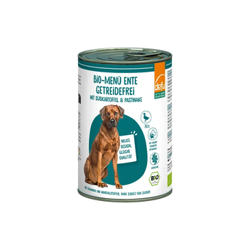 Hund Bio-Menü Ente getreidefrei mit Süßkartoffel & Pastinake