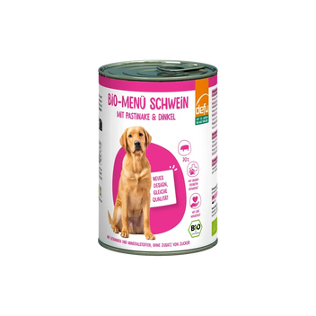 Hund Bio-Menü Schwein mit Pastinake & Dinkel