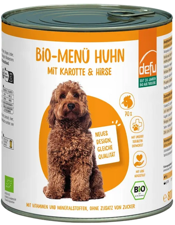Hund Bio-Menü mit Huhn mit Karotte & Hirse