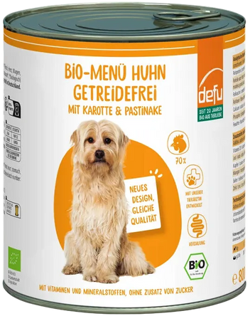 Hund Bio-Menü Huhn getreidefrei mit Karotte & Pastinake