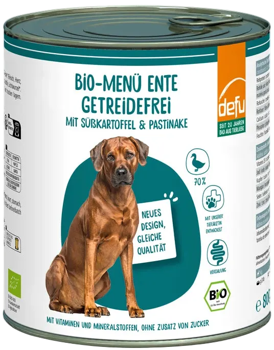Hund Bio-Menü Ente getreidefrei mit Süßkartoffel & Pastinake