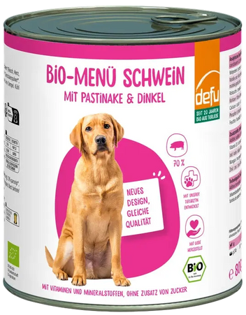 Hund Bio-Menü Schwein mit Pastinake & Dinkel