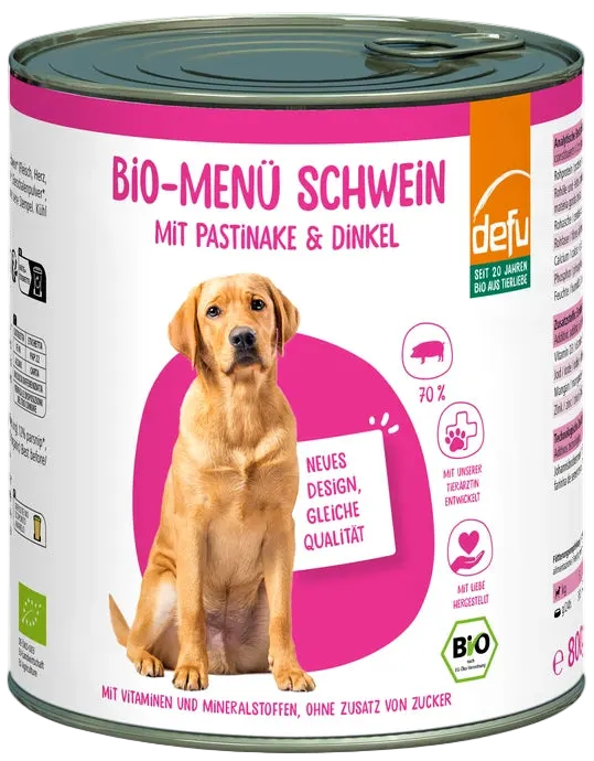 Hund Bio-Menü Schwein mit Pastinake & Dinkel