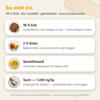 Katze Bio-Menü Ente mit Kürbis