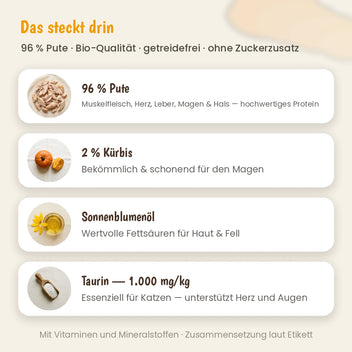 Katze Bio-Menü Pute mit Kürbis