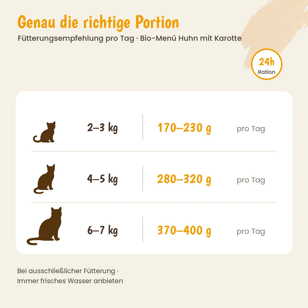 Katze Bio-Menü Huhn mit Karotte