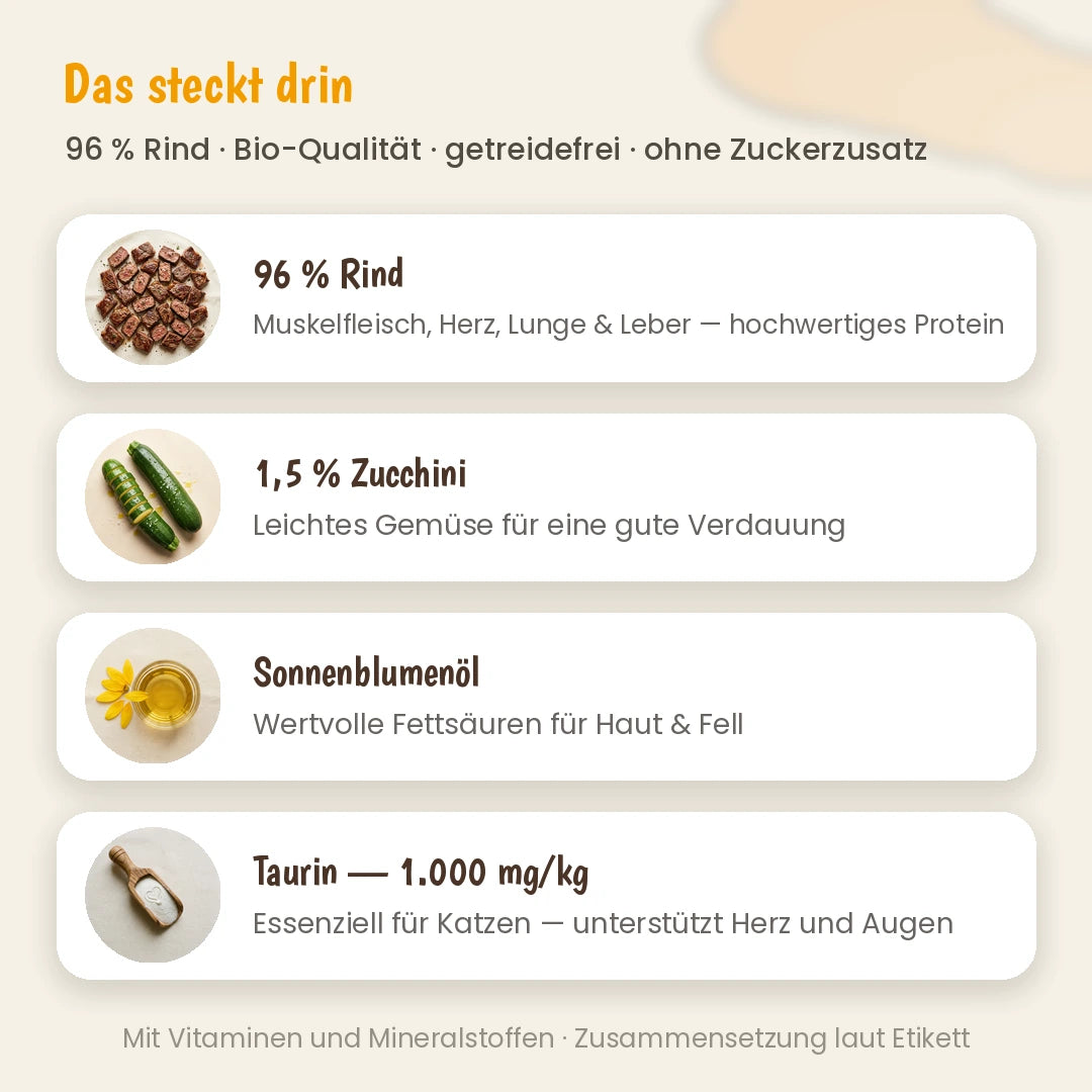 Katze Bio-Menü Rind mit Zucchini