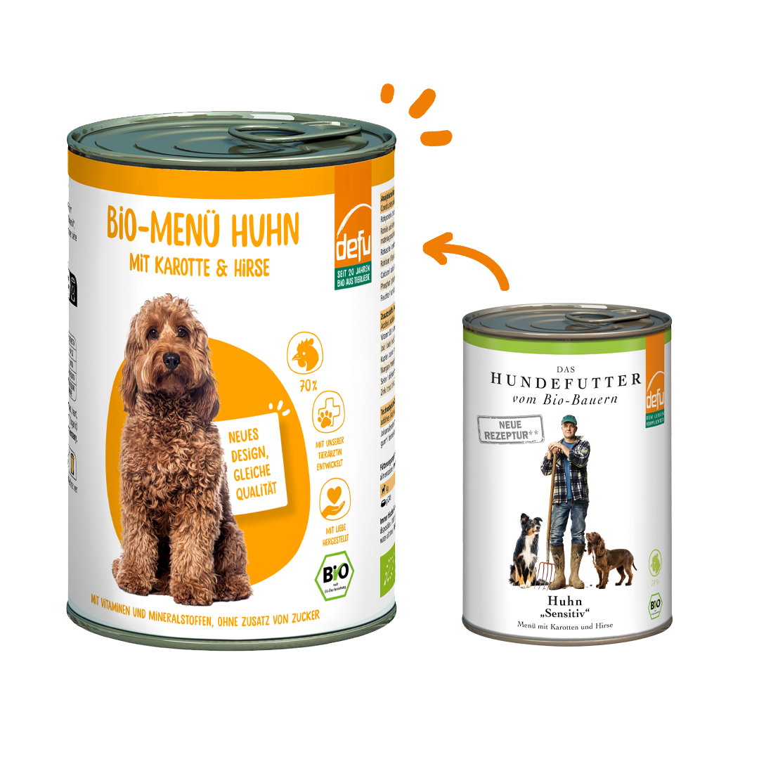 Hund Bio-Menü mit Huhn mit Karotte & Hirse