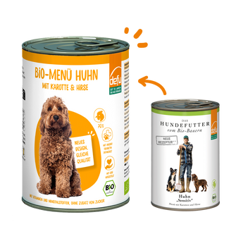 Hund Bio-Menü mit Huhn mit Karotte & Hirse