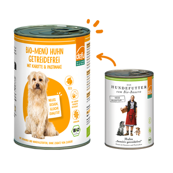 Hund Bio-Menü Huhn getreidefrei mit Karotte & Pastinake