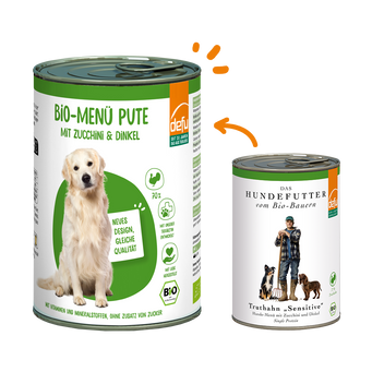 Hund Bio-Menü Pute mit Zucchini & Dinkel