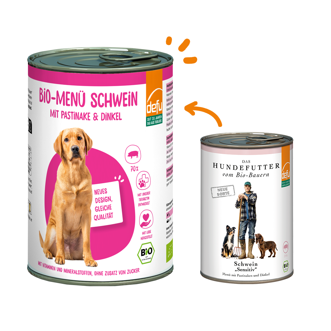 Hund Bio-Menü Schwein mit Pastinake & Dinkel