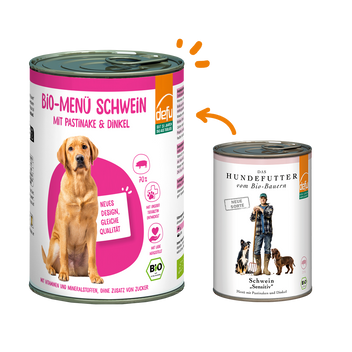 Hund Bio-Menü Schwein mit Pastinake & Dinkel