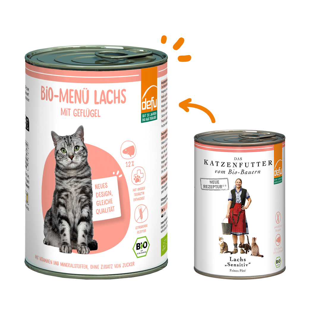 Katze Bio-Menü Lachs mit Geflügel