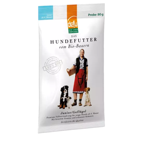 Hund: Junior Bio-Geflügel - 80 g - Probe