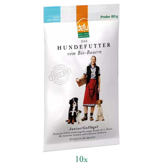 Hund: Junior Bio-Geflügel - 10 x 80 g - Probe