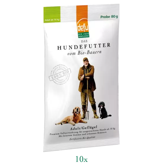 Hund: Adult Bio-Geflügel - 10 x 80 g - Probe