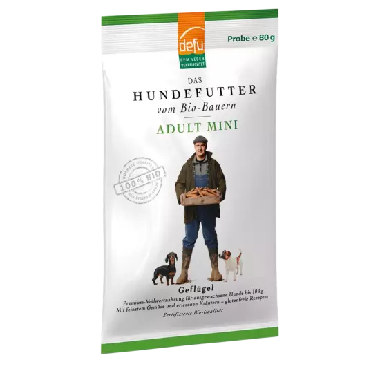 Hund: Adult Mini Bio-Geflügel - 80 g - Probe