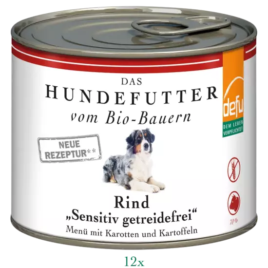 Hund: Rind "Sensitiv getreidefrei" - Vorteilspack 12 x 200 g