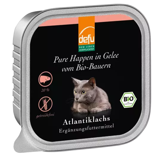 Katze: Bio-Atlantiklachs - Pure Happen in Gelee - 100 g - Probe