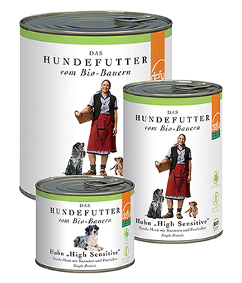 3 Dosen defu Bio Hundefutter Huhn 