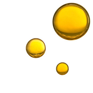 Große und kleine Öltropfen rechts